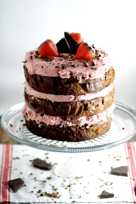 Dark Chocolate Cake with Strawberry Buttercream and other strawberry recipes at www.idyllicpursuit.com