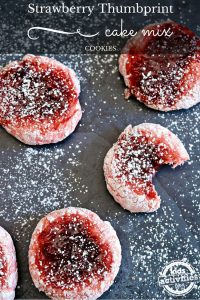 Strawberry Thumbprint Cake Mix Cookies and other strawberry recipes at www.idyllicpursuit.com