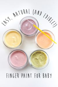Easy, Natural, and Edible Finger Paint for Baby and other messy activities at idyllicpursuit.com