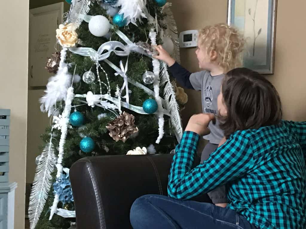 It was so hard to keep our hands off all the pretty At Home ornaments at the Christmas party