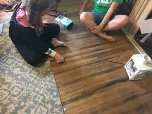 Pet-stained wood floors had significant improvement after using hydrogen peroxide