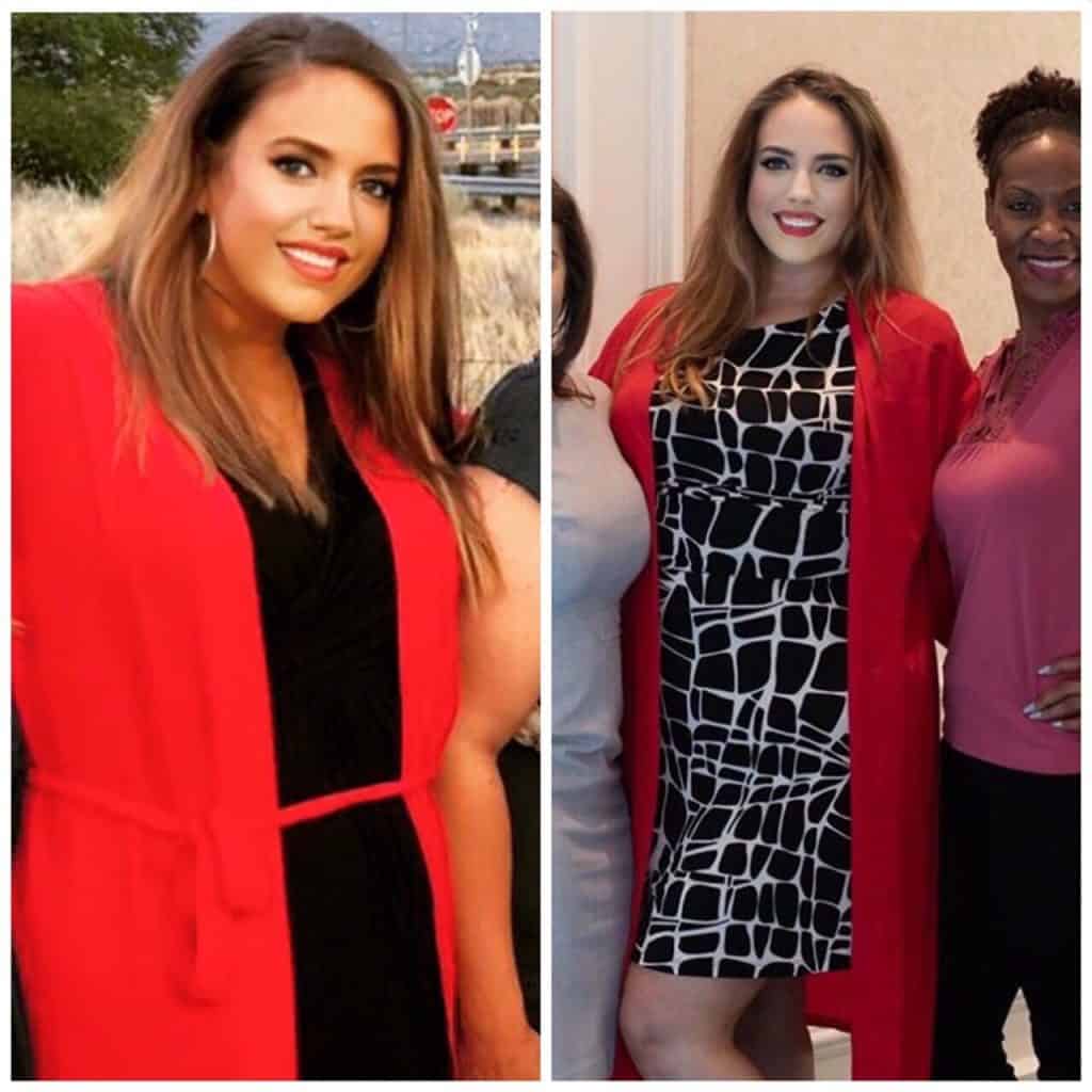 Before and after keto transformation shows a 42 lb weight loss.