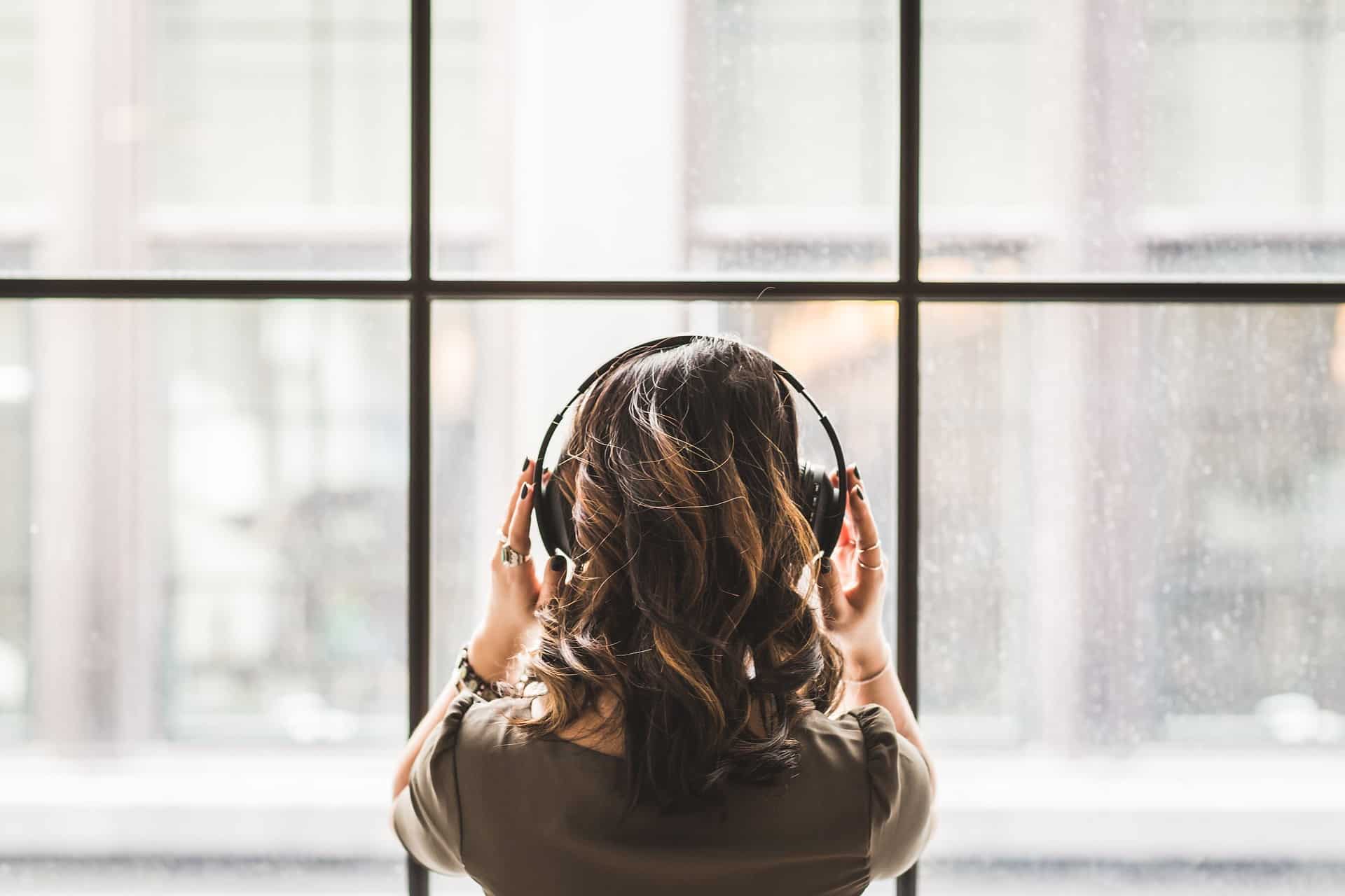 girl with headphones on