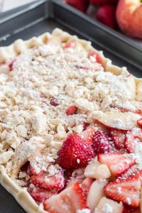 Add your crumbly mixture to the top of the The best white peach strawberry bars