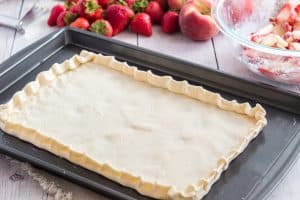 The pastry crust for The best white peach strawberry bars