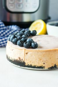 A blueberry cheesecake made in the instant pot