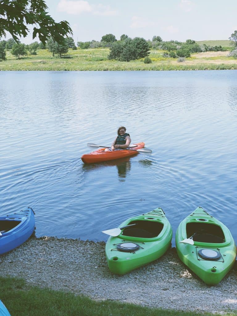 Kahri kayaking at Littlefield Recreational Area