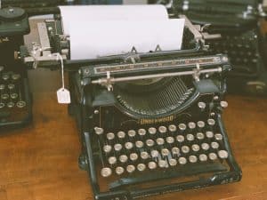 An old typewriter at the Nathaniel Hamlin Museum