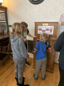 pressing pennies at the Condon Bank in Coffeyville KS