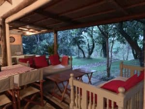 Lounge area inside of The Cow Shed at Enonkishu Conservancy in Kenya