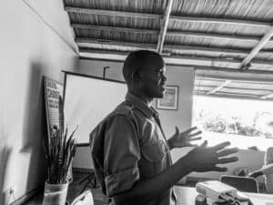 Albert sharing why the conservancy is so important at Enonkishu Conservancy's Mara Training Centre