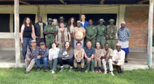 Biosphere Expeditions posing with staff from Enonkishu Conservancy in Kenya