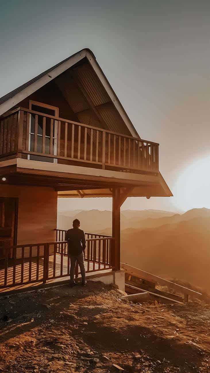 person standing outside the house