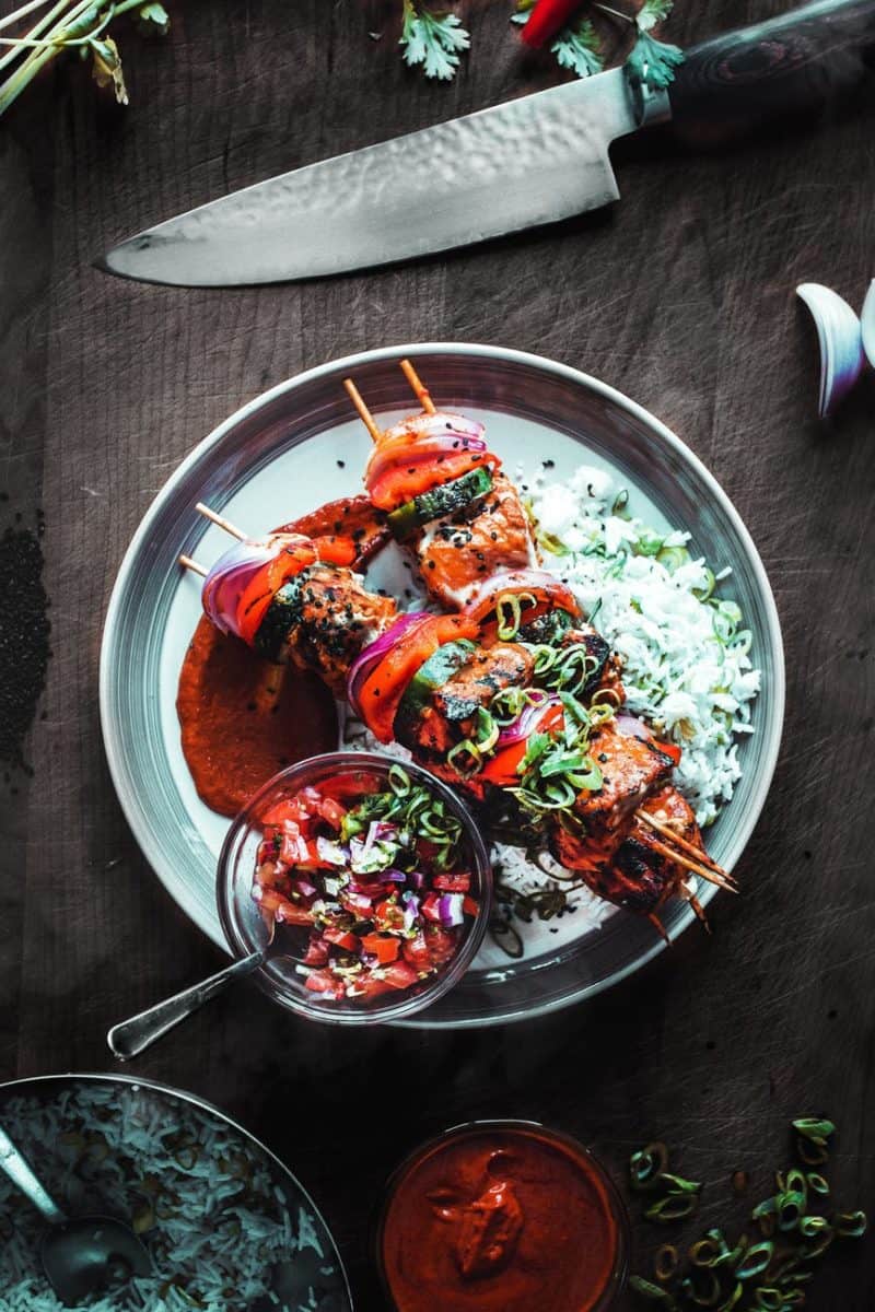 cooked food in stainless steel plate