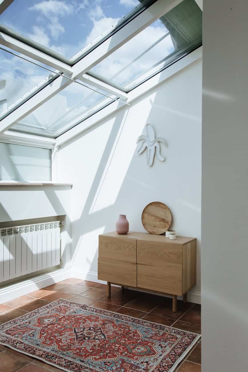 furniture in room at attic