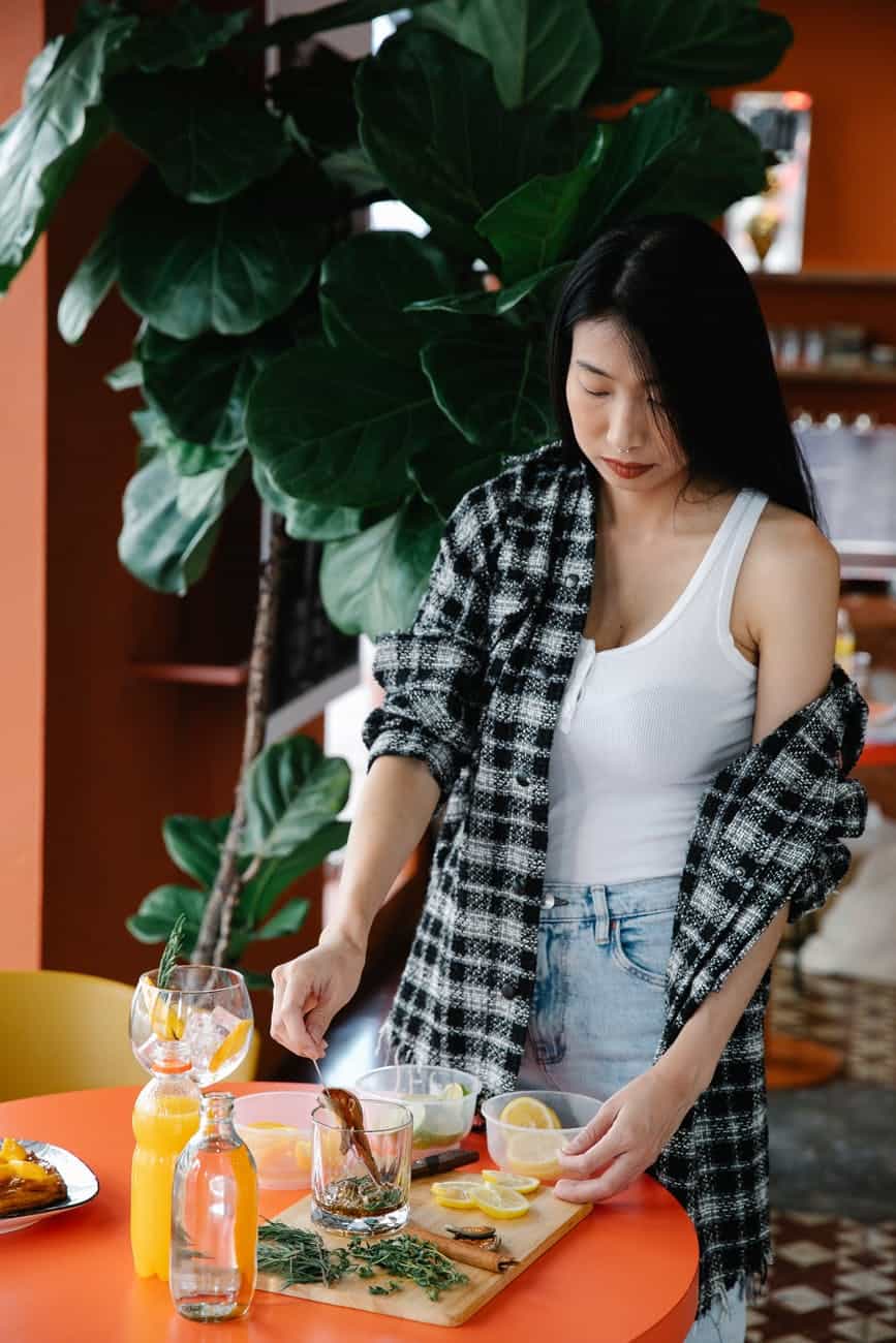 a woman preparing food