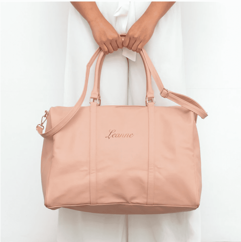 valentine's day gifts for her; pink duffle bag