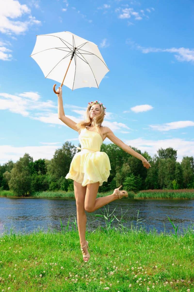 woman wearing yellow dress