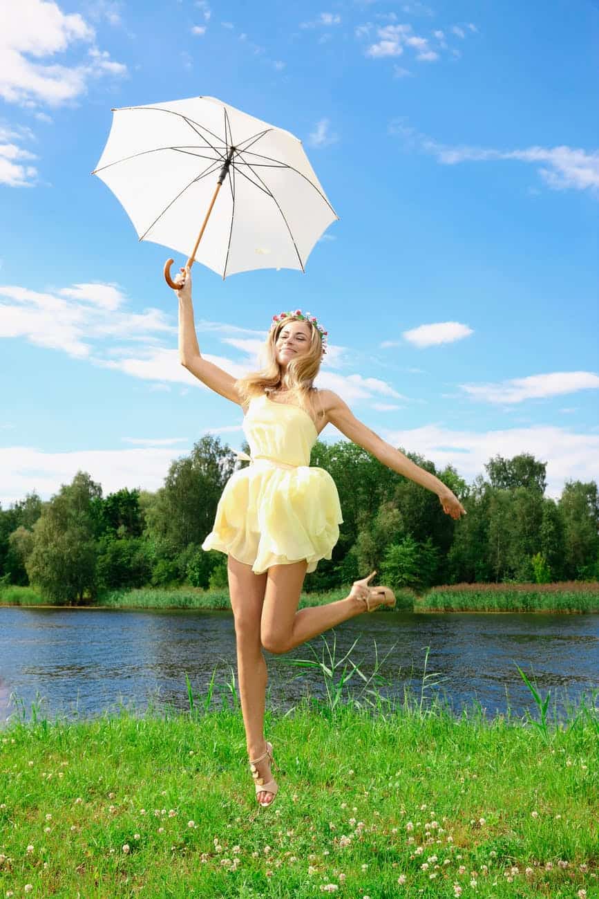 woman wearing yellow dress
