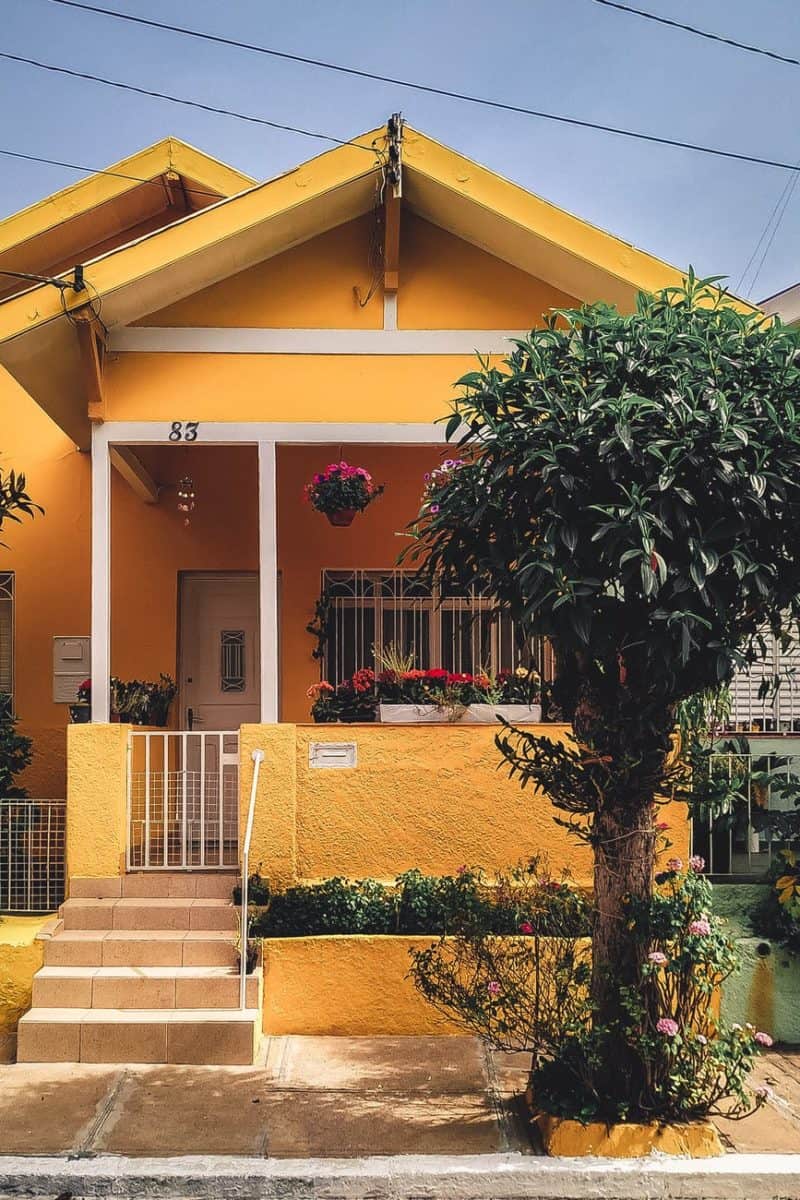 yellow concrete house