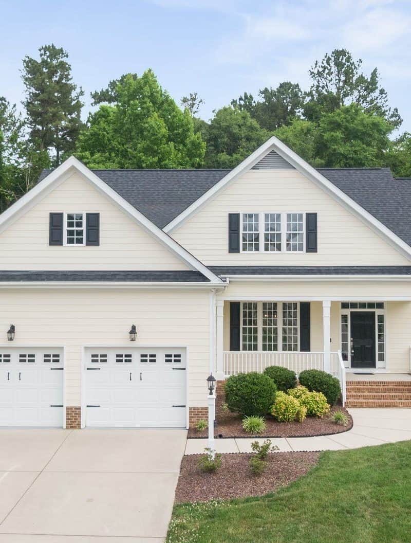 white and blue house exterior