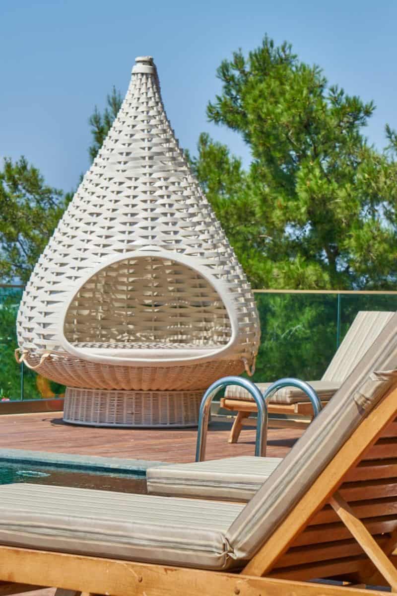 sun loungers on the deck