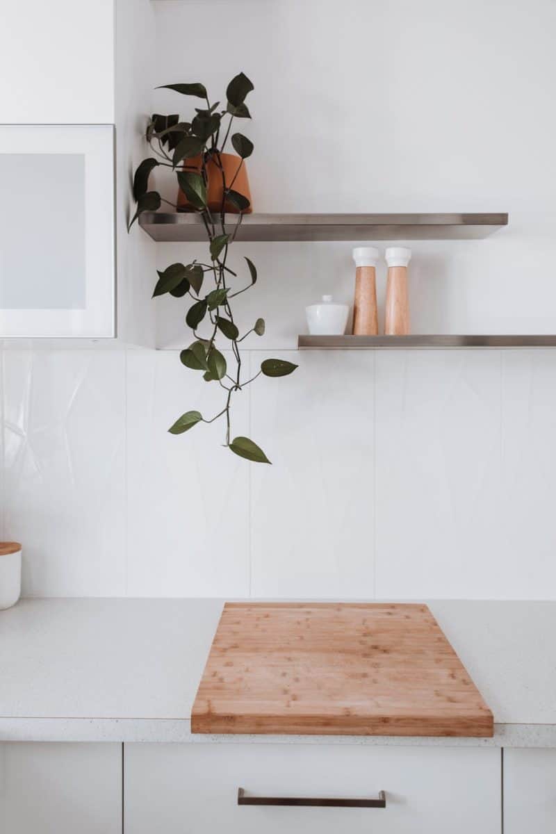 interior of light kitchen in modern apartment