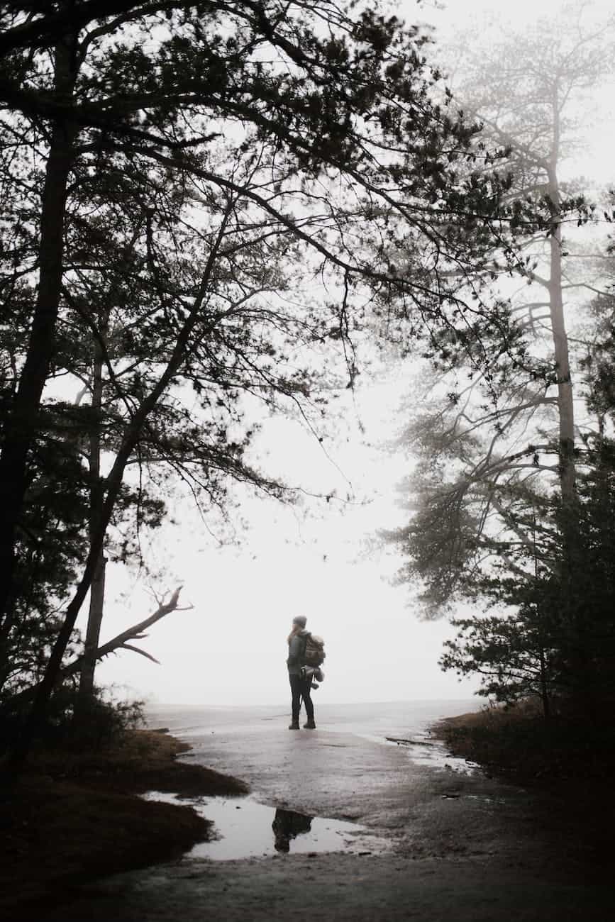 person standing on pathway