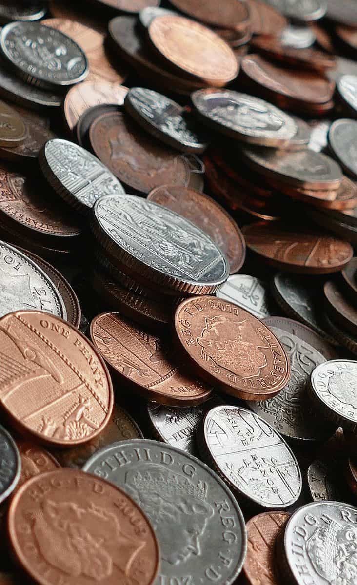 silver and brown round coins