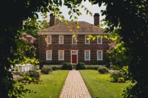 brick house with chimneys