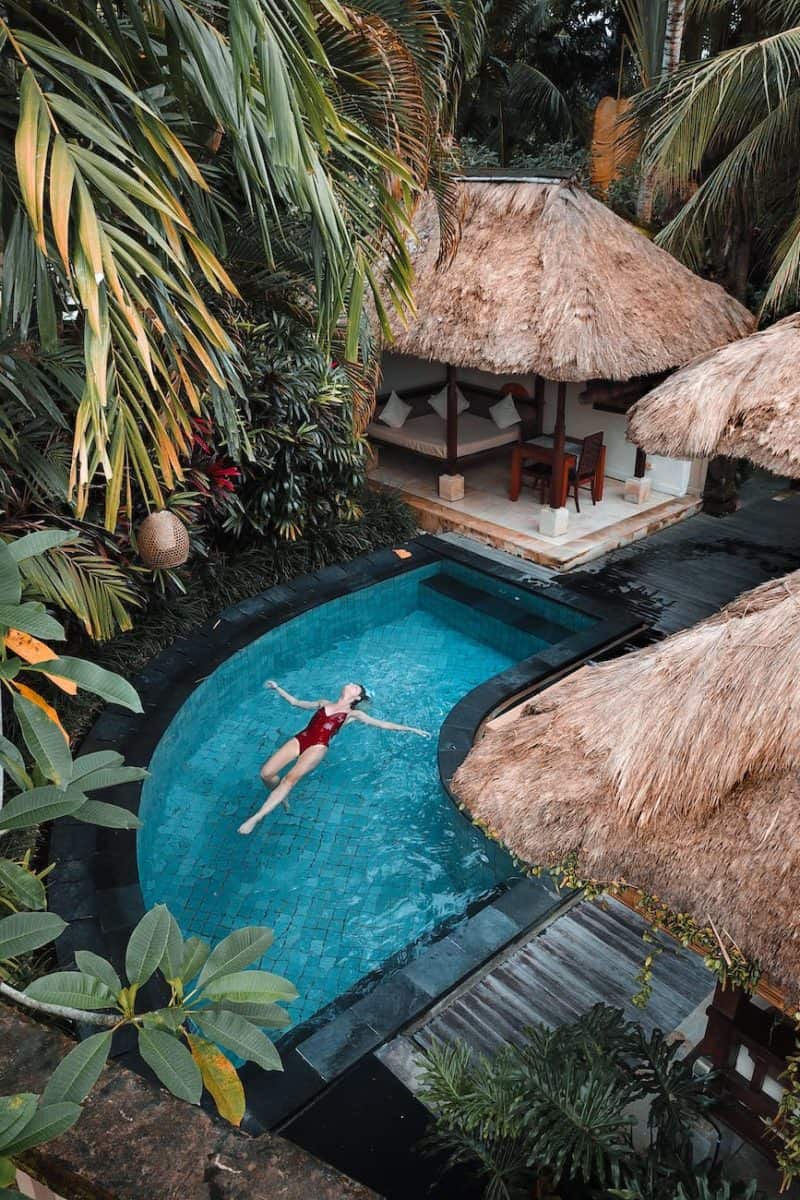 woman soaking on the swimming pool