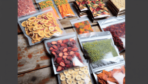 Variety of freeze-dried and dehydrated foods