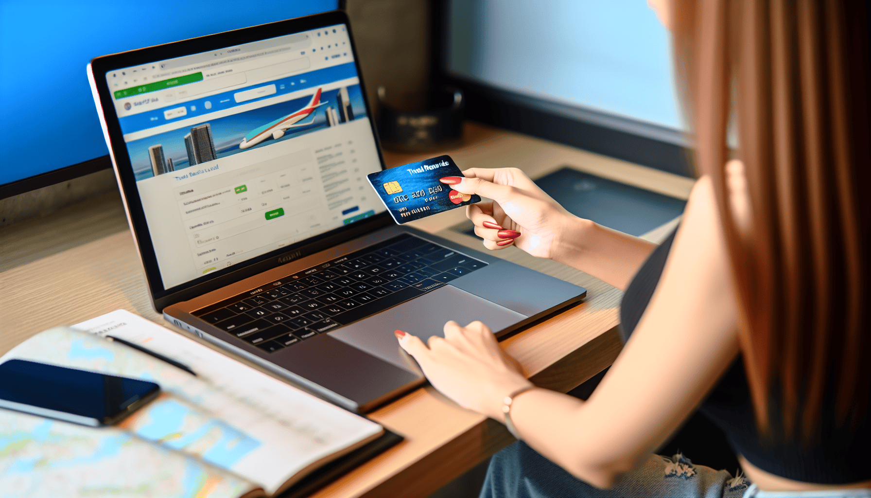 Photo of a person using a credit card for travel expenses