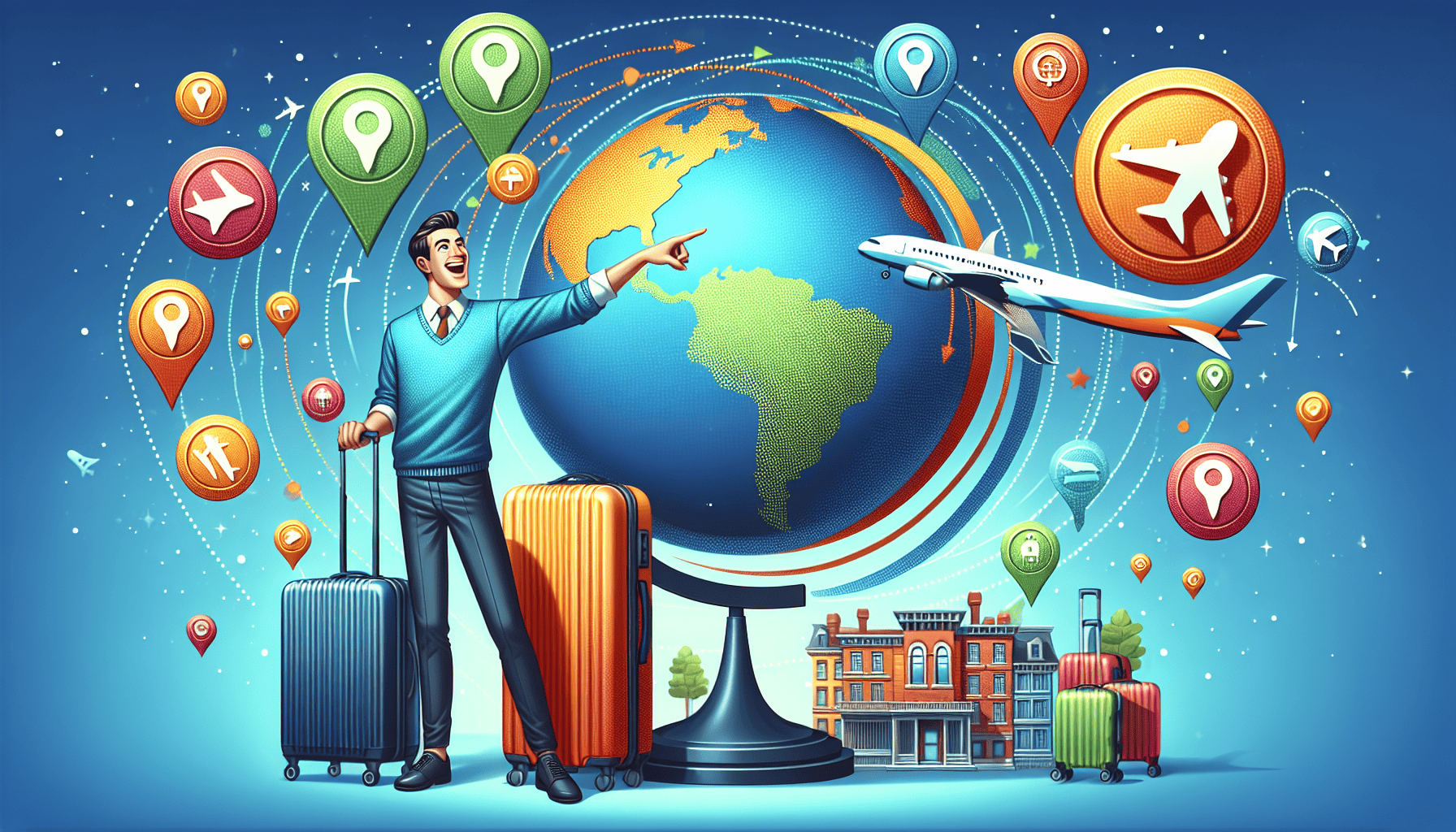 Illustration of points being redeemed for travel benefits