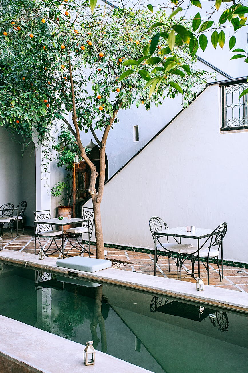 terrace of tropical resort in summer