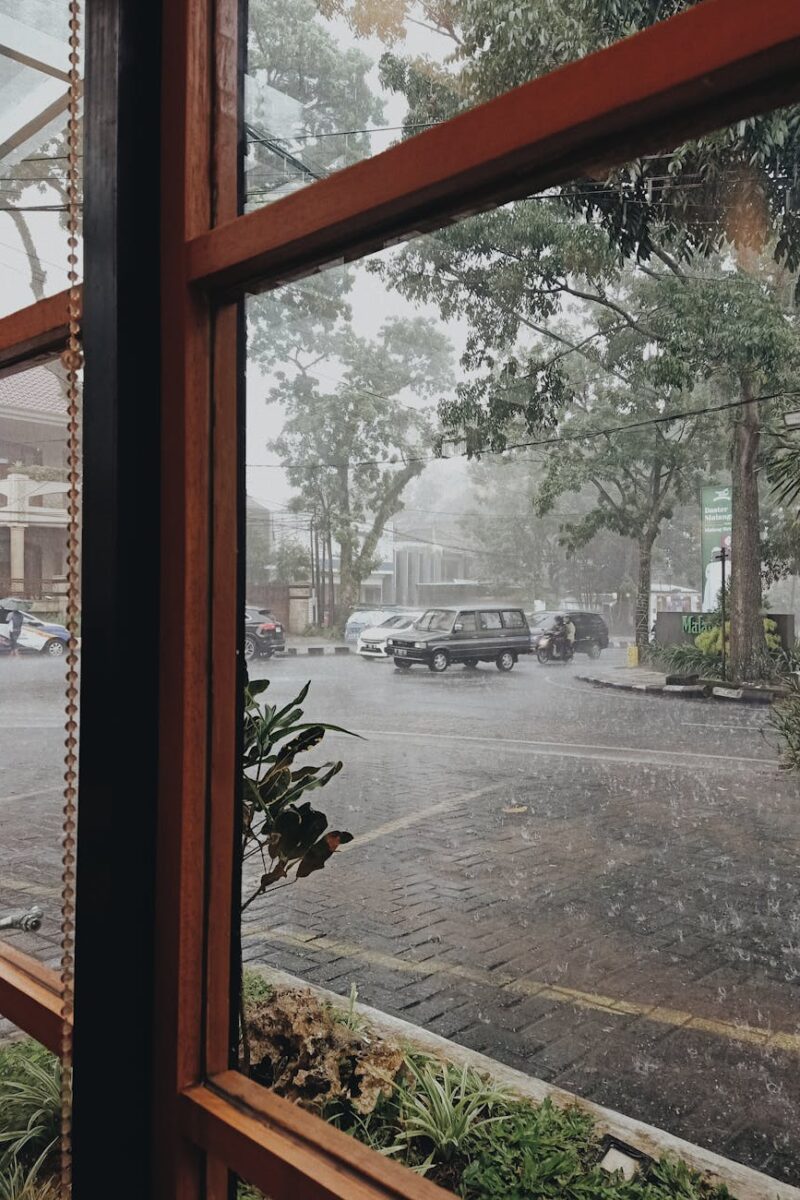 rain seen through window