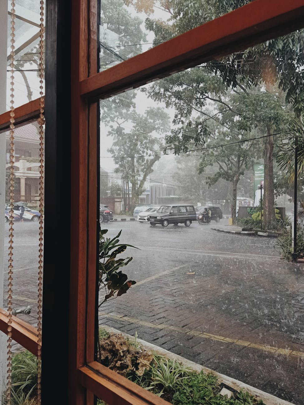 rain seen through window