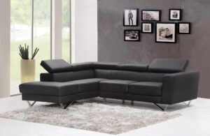 black fabric sectional sofa near glass window