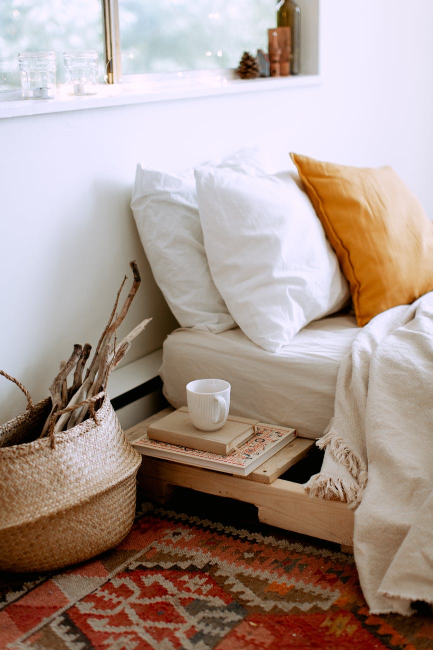 cozy bedroom interior with no people