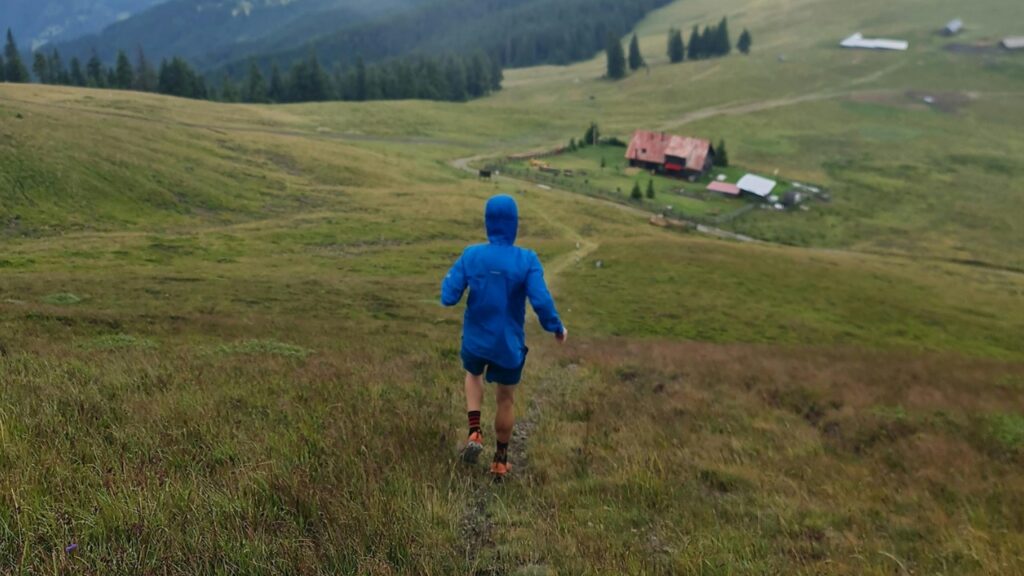 Kid Hiking In raincoat
