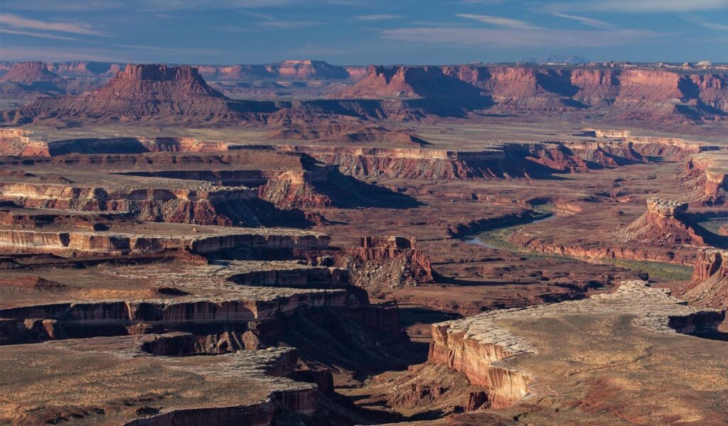 Red rock canyons and river in Canyonlands National Park, Utah.