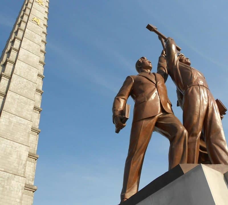 Juche Tower and Statue in Pyongyang in North Korea