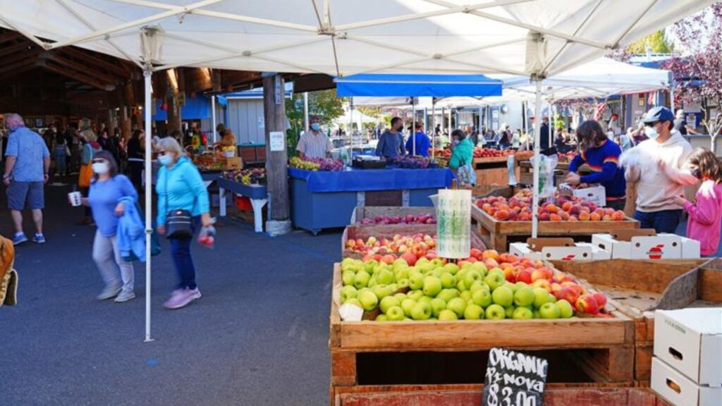 OLYMPIA, WA -2 OCT 2021- View of the Olympia Farmers Market in Olympia, the capital of Washington State, United States