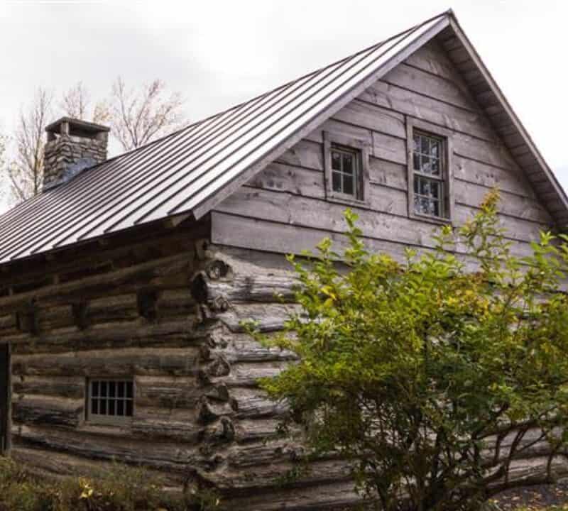 view of one of the oldest pioneer log cabins in the country in Vermont