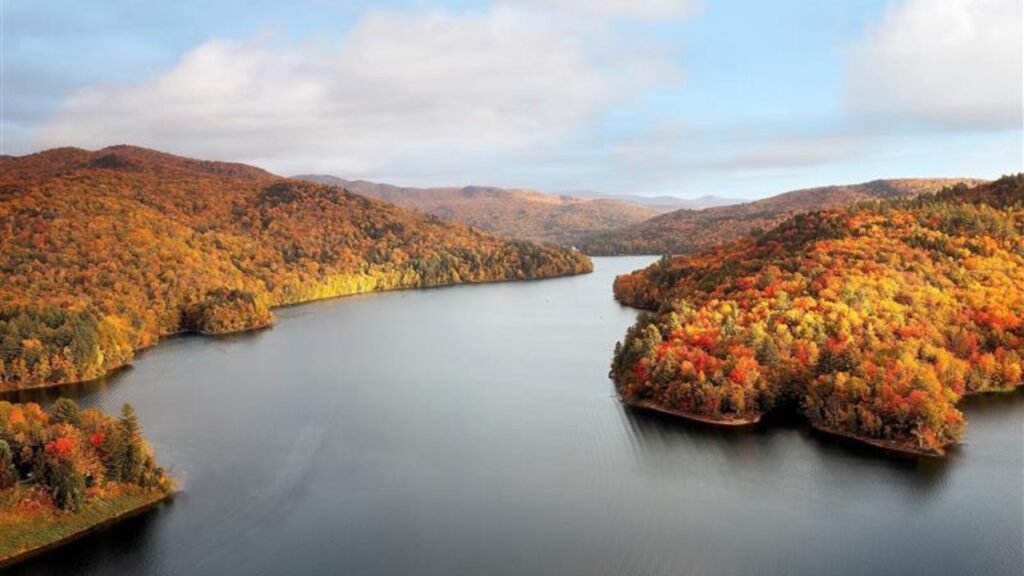Colorful aerial view of Waterbury Reservoir near in Waterbury Vermont during the fall. (87 matches)