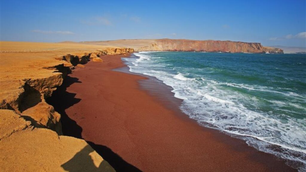 playa roja beach at Paracas Natural reserve Ica Peru