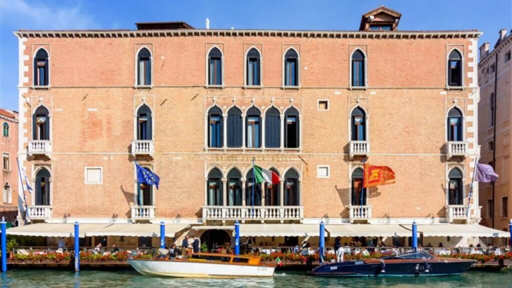 Venice, Italy - October 2022: Gritti palace 5 star hotel on Grand canal