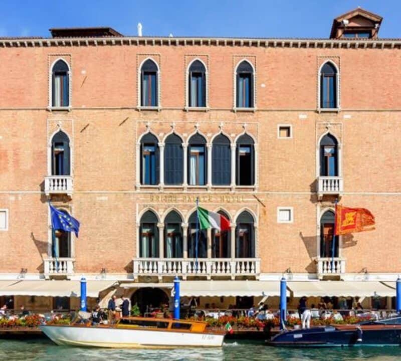 Venice, Italy - October 2022: Gritti palace 5 star hotel on Grand canal