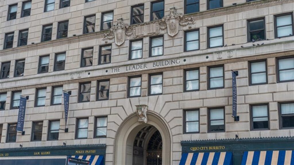 the front of the leader building, downtown cleveland, ohio, usa, on 07102024