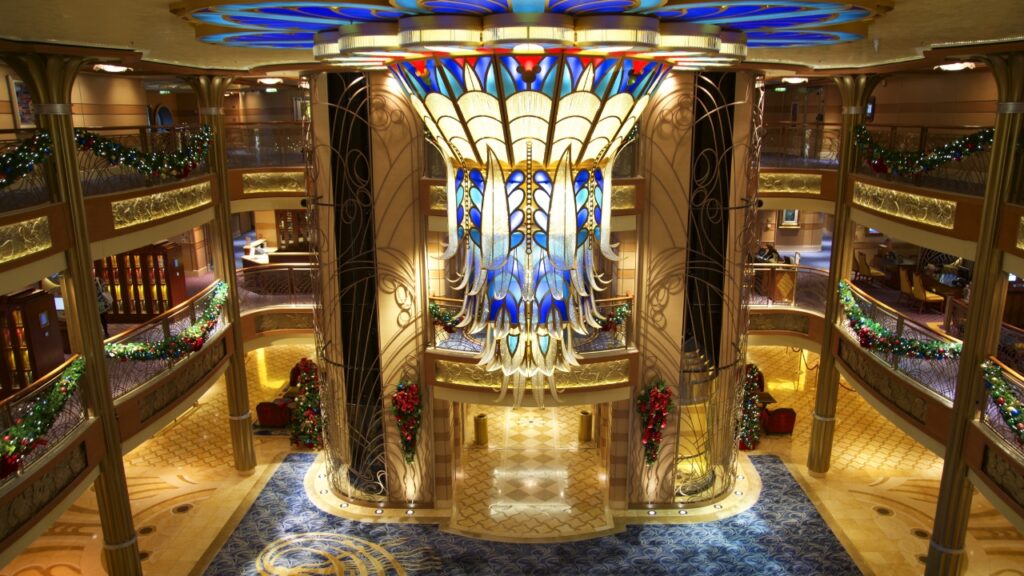 Royalty-free stock photo ID: 240257572
NASSAU, BAHAMAS, DECEMBER 4, 2014: Main lobby of the Disney Cruise Dream, one of the biggest and more fun cruises that navigate the Caribbean Sea, days before Christmas